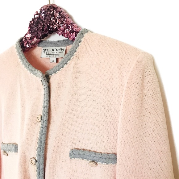 ✨Luxury✨ St. John blush pink knit jacket - Picture 7 of 8